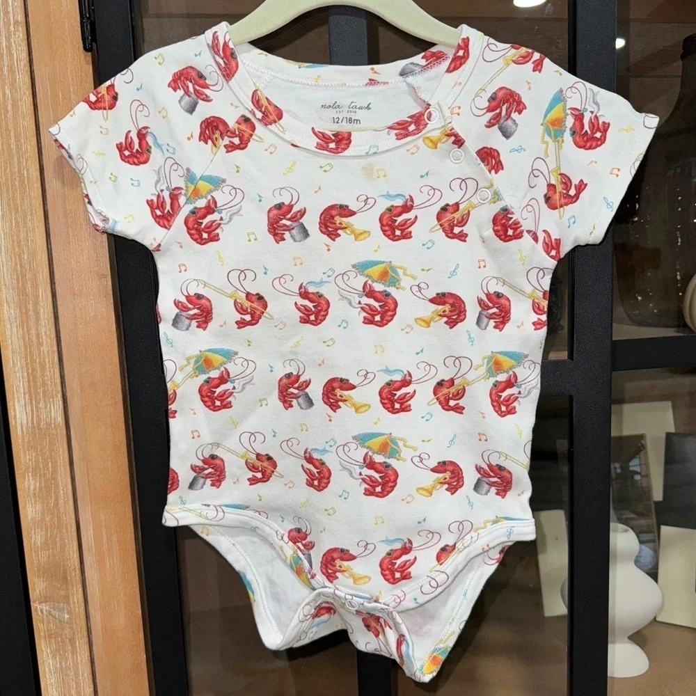 NOLA tawk Mardi Gras crawfish onesie baby boy girl nola toddler Louisiana LSU